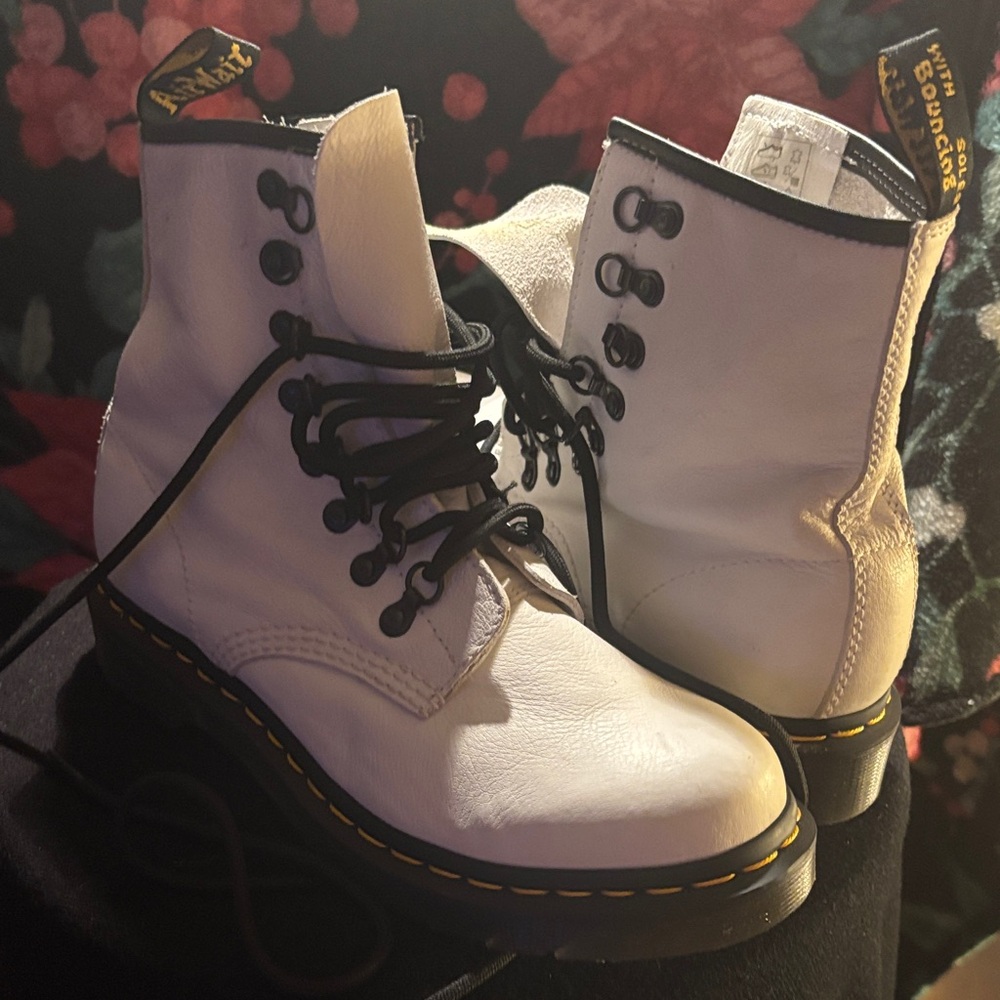 Dr. Martens White Leather Combat Boots